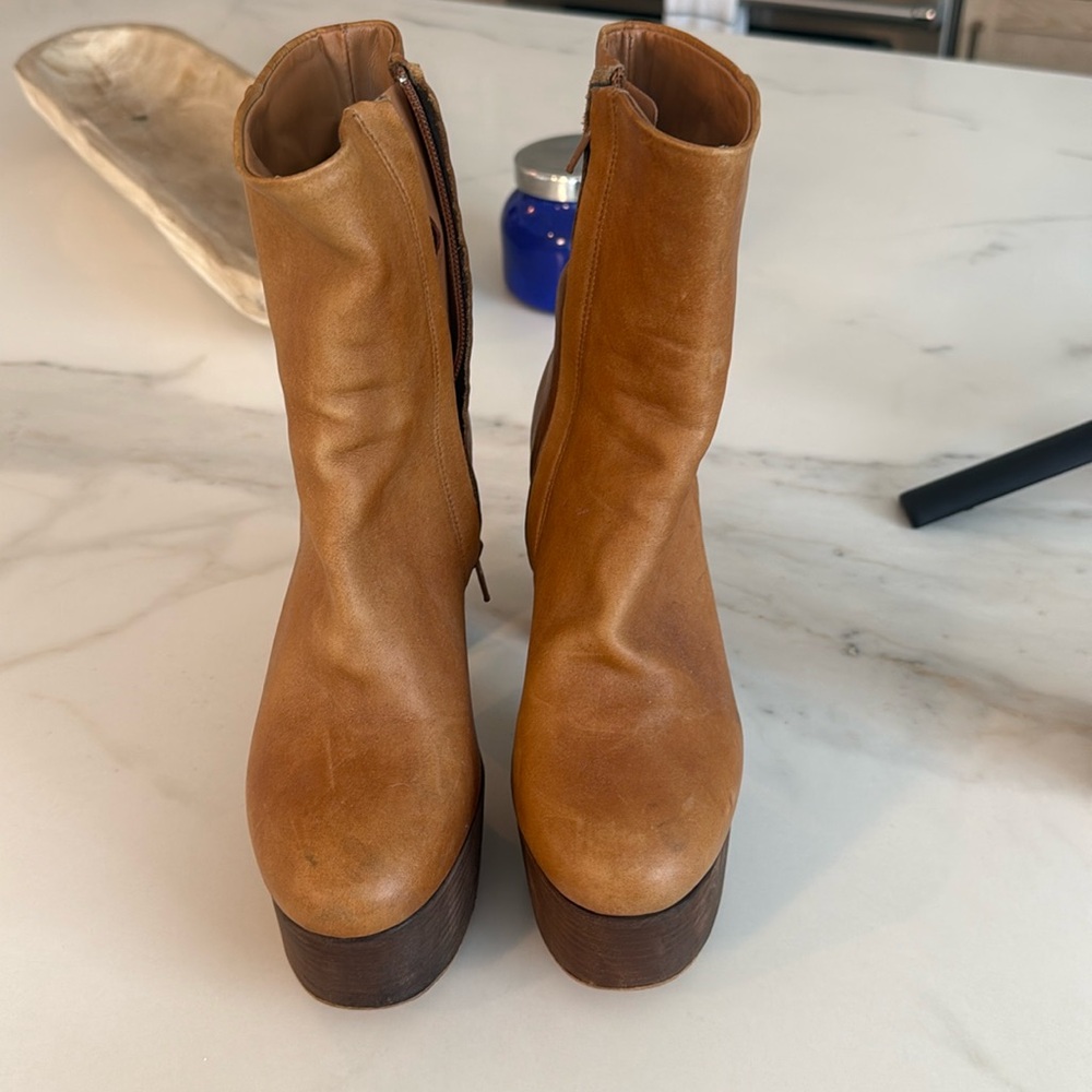 Free People Brown leather Platform Boots
